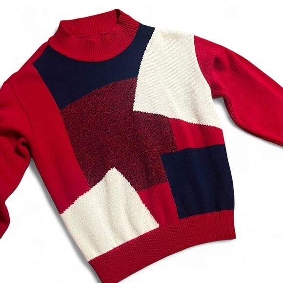 Vintage 80s/90s Style Color-Block Handmade LA Sweater